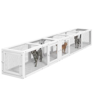 98" Wooden Cat Tunnel Outdoor - 8-Door Combinable Tube for Kitty Puppy Play - Picture 1 of 10