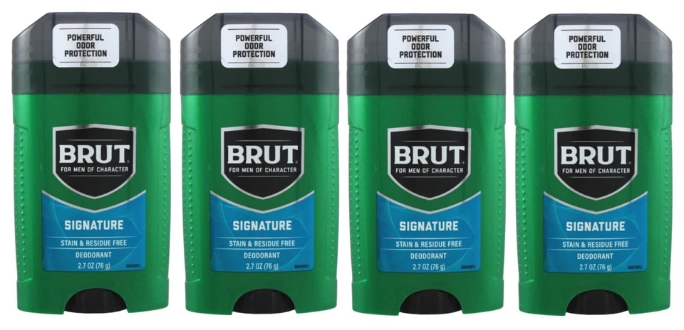 *PAQUETE DE 4* DESODORANTE BRUT SIGNATURE BARRA SÓLIDA OVALADA Sin residuos de manchas 2,7 oz Foto 1 de 1
