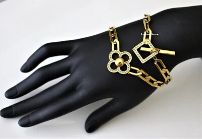 ~РАСПРОДАЖА ~ ПОДЛИННЫЙ. Винтажный LOUIS VUITTON позолоченный кристалл ошейник/браслет - Изображение 1 из 4