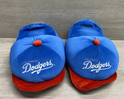 Vintage Rare Los Angeles Dodgers MLB Mens Cap Hat Slippers Cover