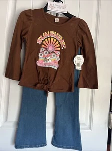 NEW NWT Sweet Butterfly Girls Size 5/6 Denim Jeans Pant Set Outfit - Picture 1 of 1