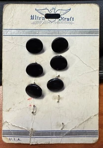 Ultra-Kraft Vintage Black Shank Buttons On Original Card - Picture 1 of 3