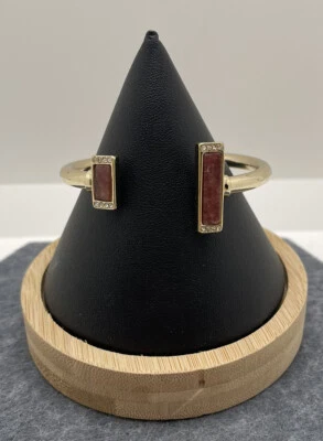 Brazalete Brazalete con Bisagras Tono Dorado Rectángulo Estrás Rojo Oxidado Sin Marca Foto 1 de 2