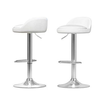 Artiss 2x Bar Stools Kitchen Dining Chairs Swivel Stool Leather Gas Lift White - image 1 of 4