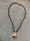Retired Silpada 925 Sterling Silver Hammered Nugget Pendant w/Leather Necklace