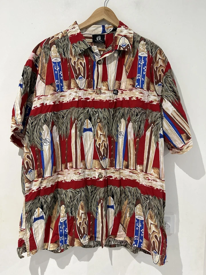 HANG TEN Mens Shirt Size XXL Short Sleeve Button Up Multicoloured Surf Theme - Image 1 of 4