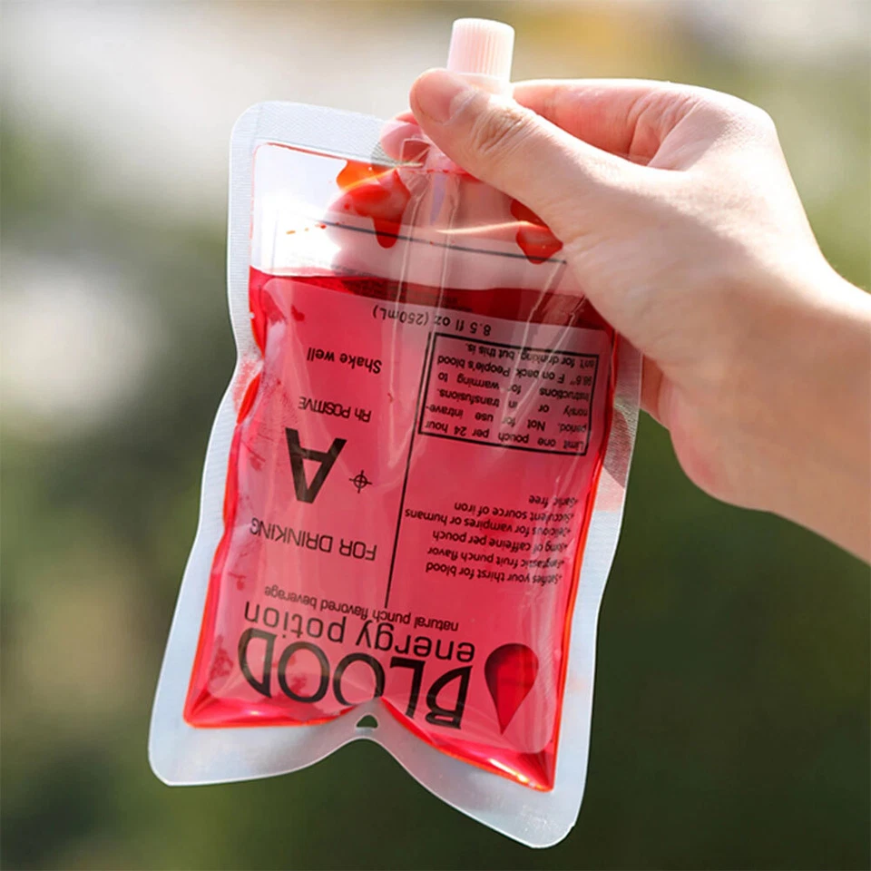 10PCS 150ml Reusable Halloween Vampire Blood Energy Drink Bag Cosplay Props  - Image 1 of 4