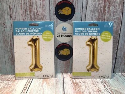 Globos de nailon Jumbo Mylar de lámina dorada 34" número 1 u 11 decoración de fiesta (2) Foto 1 de 4