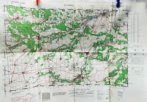 MAPPA SECONDA GUERRA MONDIALE Caen Parigi Francia 1941 Strada 44x 27" foglio #55 guerra marina ufficio restrizione - Foto 1 di 9