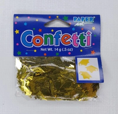 Paper Art Die Cut Confetti Gold Color Graduation Caps Party Table Scatter - Image 1 of 3