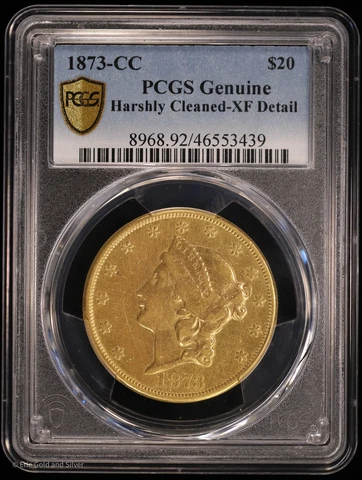 1873-CC $20 PCGS Harshly Cleaned-XF Detail Gold Liberty Coin Cover