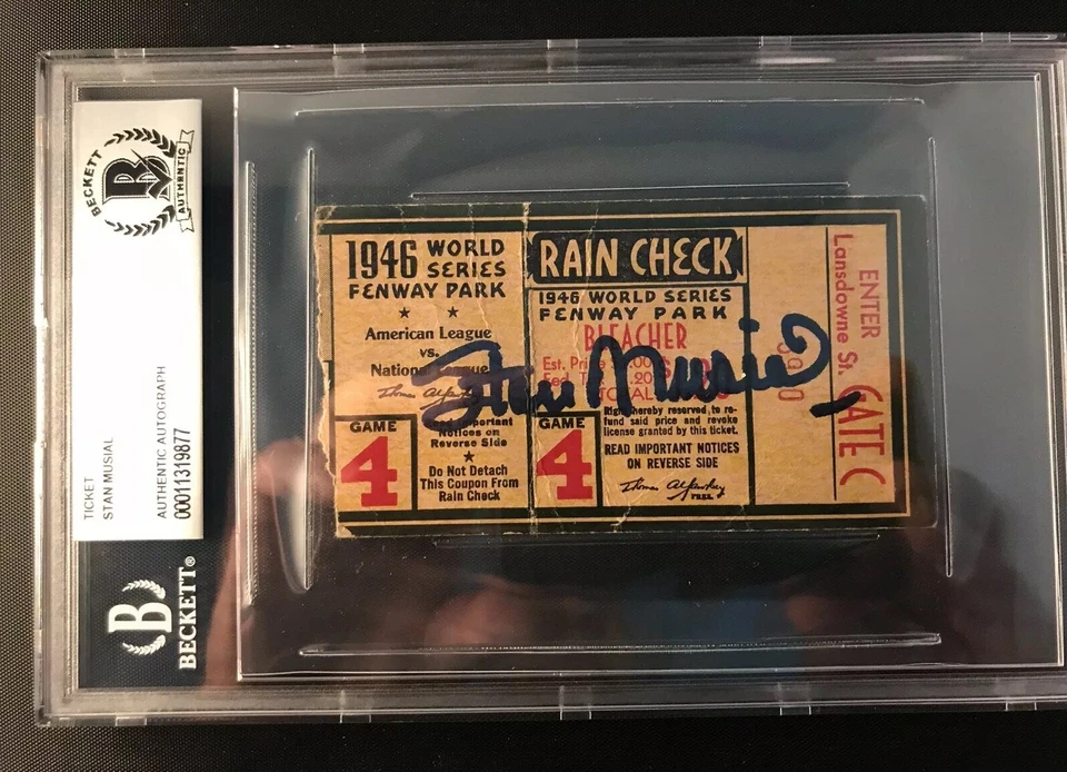 Boleto exitoso firmado por Stan Musial 1946 SERIE MUNDIAL GM 4 CARDINALS vs Red Sox Bas⚾️ Foto 1 de 4