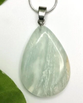 Colar pingente de cristal NK39 natural pistache calcita corrente folheada a prata 20"" - Imagem 1 de 4