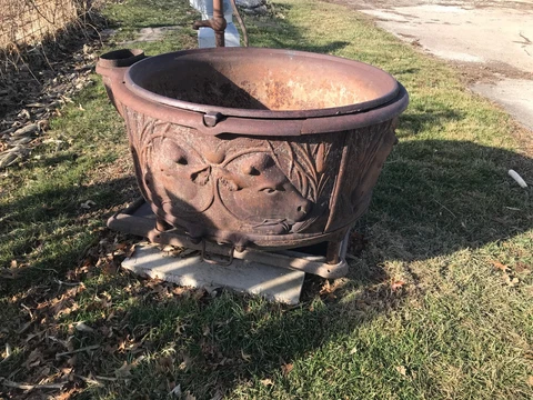 antique kenwood rendering pot made by Wehrle Co. late 1800s soap making kettle Cover