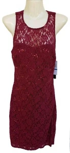 Sequin Hearts Womens Red Lace Sequinced Sleeveless Dress Size 9 NWT - Picture 1 of 10