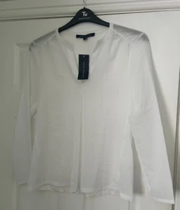 BNWT White FRENCH CONNECTION Light Floaty Tunic Top Blouse Shirt S 8/10 - Picture 1 of 2