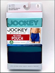 Jockey Men's Boxer Briefs 3 Pack Large 36-38 Blue Teal Chafe Proof Pouch Stretch - Picture 1 of 5