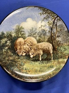 Illegibly Signed Porcelain Plate with Sheep Antique - Picture 1 of 15