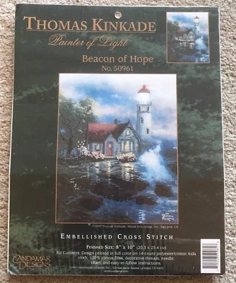 Thomas Kinkade Beaon Of Hope 50961 Embellished Cross Stick Kit Sealed - Image 1 of 4