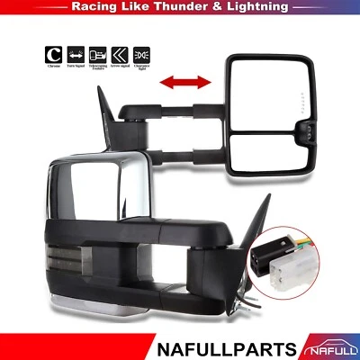 Хромированные зеркала буксировки для 88-98 Chevy/GMC C/K 1500 2500 3500 мощный светодиодный сигнал - Изображение 1 из 4