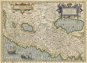 Antique Map "Terra Sancta" (Holy Land) Mercator - Hondius, c.1610 - Picture 1 of 7