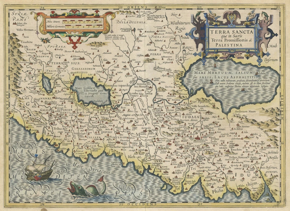 Antique Map "Terra Sancta" (Holy Land) Mercator - Hondius, c.1610 - Image 1 of 4
