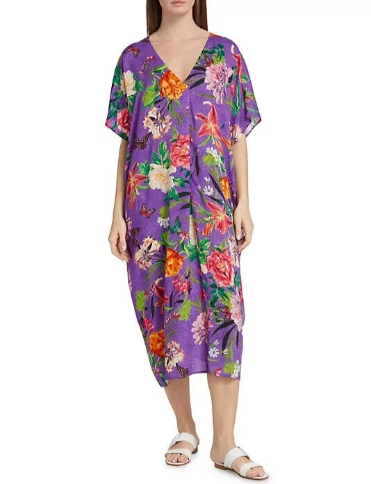 NUEVO CON ETIQUETAS - Vestido de Encubrimiento Traje de Baño Plisado Johnny Was 'Orchid Goza', Multi - Pequeño Foto 1 de 3