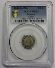 1848 QUITO 1/2 REAL PCGS MS63 ECUADOR ASSAYER GJ SILVER COIN