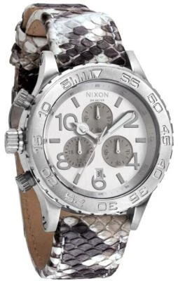 Reloj para mujer Nixon 42-20 cronógrafo correa de cuero serpiente blanco A037843 Foto 1 de 4