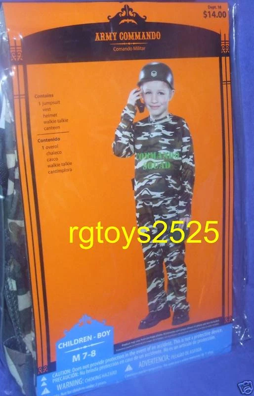Fantasia masculina soldado comando exército tamanho 7-8 nova - Imagem 1 de 1