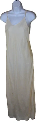 1930s DRESS SLIP FLAPPER GOWN IVORY RAYON BIAS CUT SHEATH ADJUSTABLE STRAPS  38 - Image 1 of 4