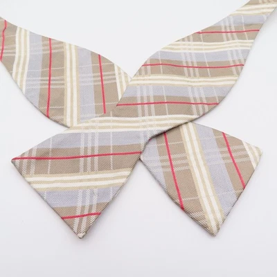 Галстук-бабочка Stafford синий коричневый красный клетчатый ширина 2,5 дюйма самостоятельный галстук шелк - Изображение 1 из 4