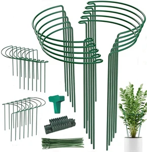 24 Pack Plant Support Stake, Half Round Metal Garden Plant Stake, Green Plant... - Picture 1 of 6