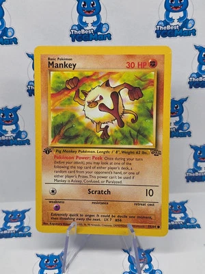 Mankey Pokemon 55/64 - Jungle - 1st Edition - MP - Image 1 of 2