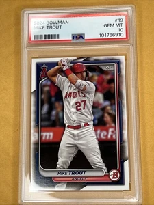 2024 Bowman MIKE TROUT #19 Los Angeles Angels PSA 10  Gem Mint - Picture 1 of 2