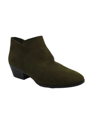 Botines con cremallera STYLE & COMPANY verde Wiley punta almendra tacón bloque 8,5 W para mujer Foto 1 de 3