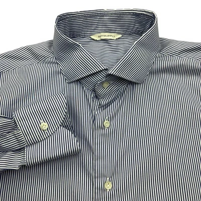 Camisa de vestir Suitsupply para hombre talla 2XL azul blanco a rayas manga larga botón delantero Foto 1 de 4