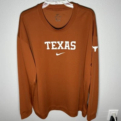 Camisa masculina Texas Longhorns NIKE Dri Fit L/S Warmup edição 2XL jogador Oscar Giles - Imagem 1 de 4