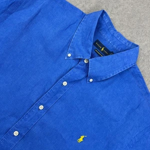 Camisa Ralph Lauren Para Hombre XL Azul Océano Lavado Lino Aireada Manga Corta Abotonada - Imagen 1 de 12
