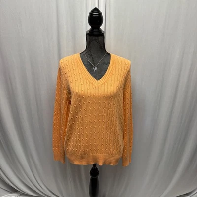 Suéter Studio Works Mujer Talla XL Naranja Tejido con Cable Cuello en V Manga Larga Pullover Foto 1 de 4