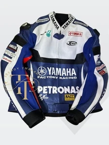 Yamaha Motorbike Racing Jacket - Cowhide Leather Biker Jacket for Men - Picture 1 of 4