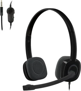 Logitech H151 Stereo Headset 3.5 mm Rotating Microphone In-Line Controls - Picture 1 of 6