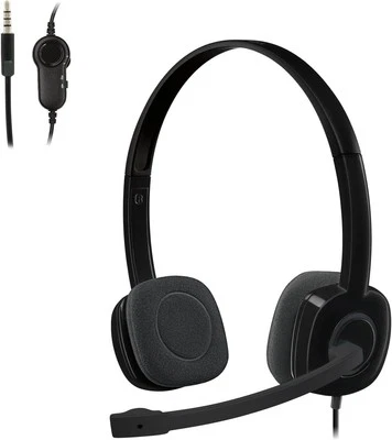 Logitech H151 Stereo Headset 3.5 mm Rotating Microphone In-Line Controls - Image 1 of 4