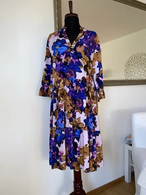 Saint Tropez Skandi Kleid Tunika EcoVero Öko Blumen Volant Zara Blogger Gr M Neu - Bild 1 von 4
