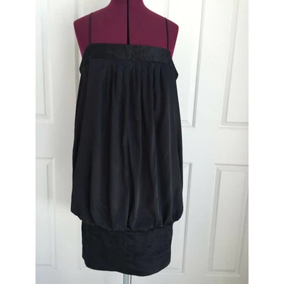 Marciano Dress Women Sz L Tank Silk Stretch Pleated Bodycon Black NWT - Image 1 of 4