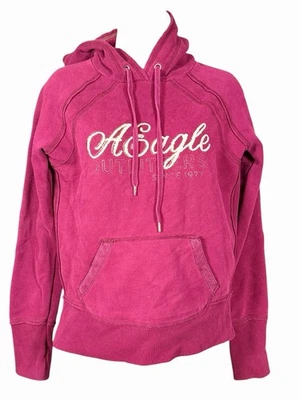 Sudadera con Capucha Rosa AEO Pequeña Bordada Eagle Script Logo Y2K Magenta Pullover Foto 1 de 4