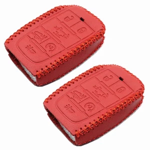 2Pcs Red Leather For Ram 1500 2019 2020 2021 2022 2023 2024 6 Buttons Key Fob - Picture 1 of 4