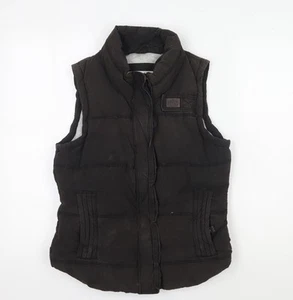 Superdry Women's Black Waistcoat Medium Lined Zip Casual - Picture 1 of 12