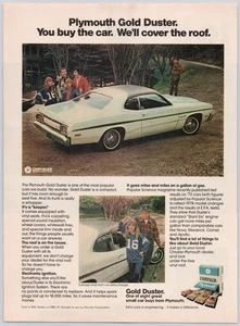 Chrysler 1974 Plymouth Gold Duster anuncio impreso vintage coche compacto - Imagen 1 de 1