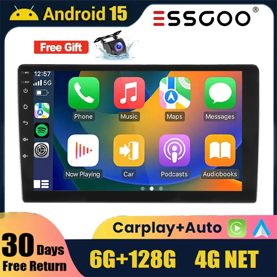 10" QLED Carplay 8core GPS 6+128G Android 15 Car Stereo Radio Head Unit 2DIN+CAM - Image 1 of 4